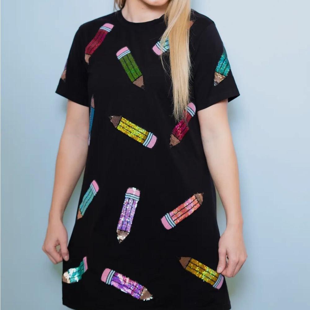 Sequin Pencils Shirt Dress